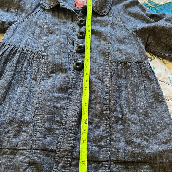 Free People Navy Button-Up Blouse - Picture 7 of 7